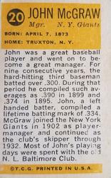 1963 Bazooka All-Time Greats #20 John McGraw    Back