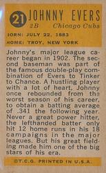 1963 Bazooka All-Time Greats #21 Johnny Evers    Back