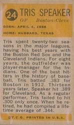 1963 Bazooka All-Time Greats #24 Tris Speaker    Back