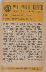 1963 Bazooka All-Time Greats #31 Willie Keeler Back