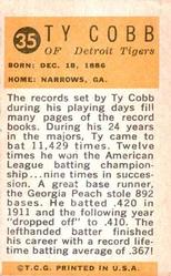 1963 Bazooka All-Time Greats #35 Ty Cobb    Back