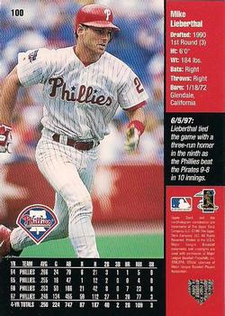 1998 Upper Deck Special F/X #100 Mike Lieberthal Back