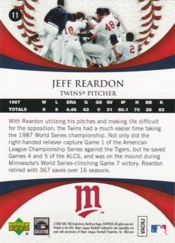 2007 Upper Deck 1987 World Series 20th Anniversary #11 Jeff Reardon Back