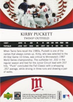 2007 Upper Deck 1987 World Series 20th Anniversary #15 Kirby Puckett Back