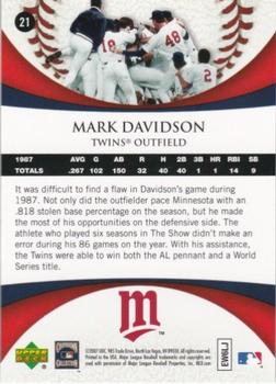 2007 Upper Deck 1987 World Series 20th Anniversary #21 Mark Davidson Back