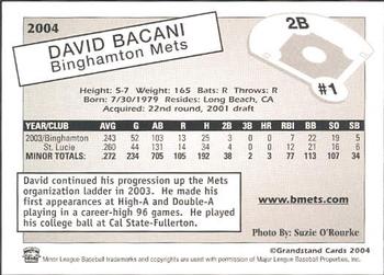2004 Grandstand Binghamton Mets #2 David Bacani Back