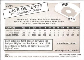 2004 Grandstand Binghamton Mets #7 David Detienne Back