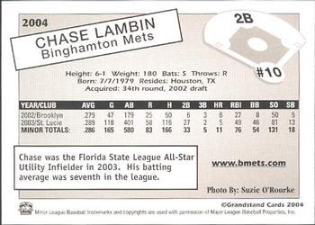 2004 Grandstand Binghamton Mets #12 Chase Lambin Back