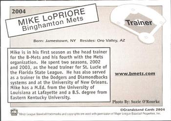 2004 Grandstand Binghamton Mets #14 Mike LoPriore Back