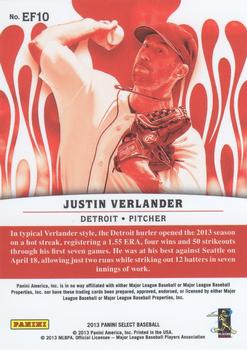 2013 Panini Select - En Fuego #EF10 Justin Verlander Back
