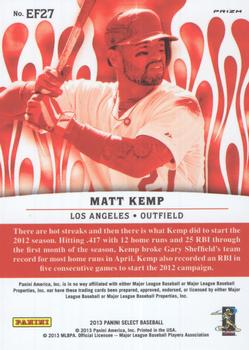 2013 Panini Select - En Fuego Prizm #EF27 Matt Kemp Back