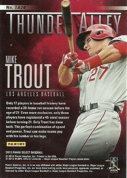2013 Panini Select - Thunder Alley #TA20 Mike Trout Back