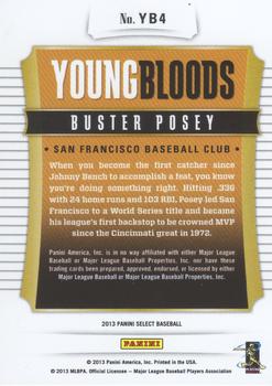 2013 Panini Select - Youngbloods #YB4 Buster Posey Back