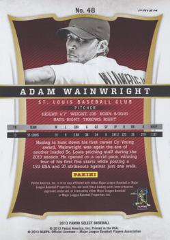 2013 Panini Select - Prizm #48 Adam Wainwright Back