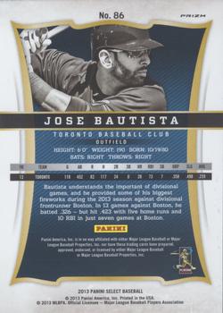 2013 Panini Select - Prizm #86 Jose Bautista Back