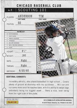 2013 Panini Elite Extra Edition - Scouting 101 #6 Tim Anderson Back