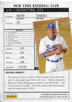 2013 Panini Elite Extra Edition - Scouting 101 #16 Dominic Smith Back