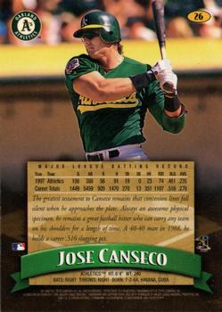 1998 Finest - Refractors #26 Jose Canseco Back