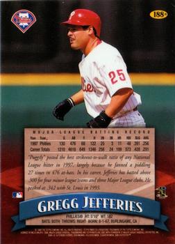 1998 Finest - Refractors #188 Gregg Jefferies Back