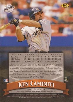 1998 Finest - Refractors #194 Ken Caminiti Back