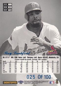 1998 Flair Showcase - Flair Showcase Row 0 (Showcase) #73 Ray Lankford Back