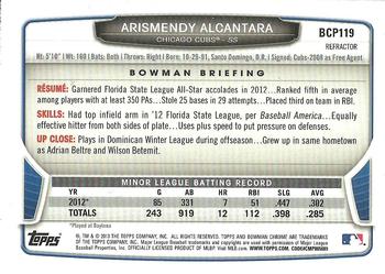 2013 Bowman Chrome - Prospects Green Refractors #BCP119 Arismendy Alcantara Back