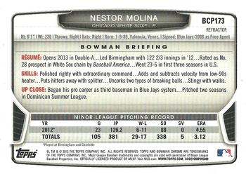 2013 Bowman Chrome - Prospects Green Refractors #BCP173 Nestor Molina Back
