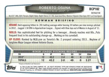 2013 Bowman Chrome - Prospects Green Refractors #BCP182 Roberto Osuna Back