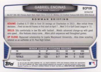 2013 Bowman Chrome - Prospects Green Refractors #BCP195 Gabriel Encinas Back