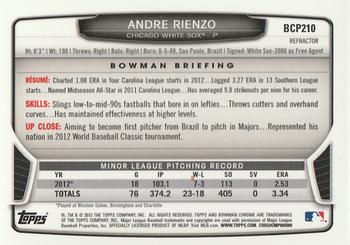 2013 Bowman Chrome - Prospects Green Refractors #BCP210 Andre Rienzo Back