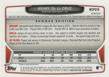 2013 Bowman Chrome - Prospects Green Refractors #BCP219 Keury de la Cruz Back