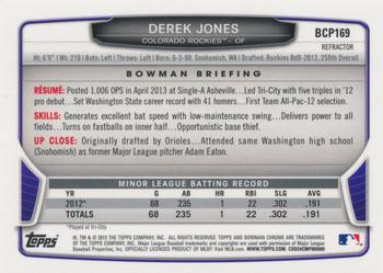 2013 Bowman Chrome - Prospects Blue Wave Refractors #BCP169 Derek Jones Back