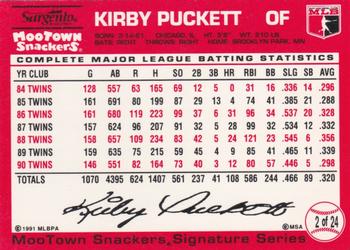 1991 MooTown Snackers #2 Kirby Puckett Back