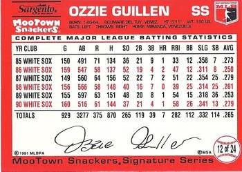 1991 MooTown Snackers #12 Ozzie Guillen Back