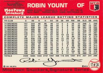 1991 MooTown Snackers #17 Robin Yount Back