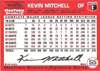 1991 MooTown Snackers #23 Kevin Mitchell Back