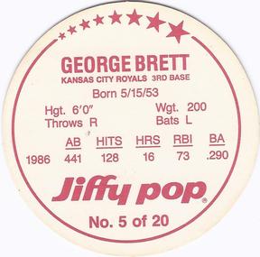 1987 Jiffy Pop Discs #5 George Brett Back
