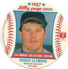 1987 Jiffy Pop Discs #12 Roger Clemens Front