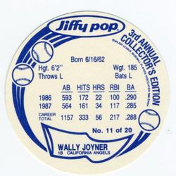 1988 Jiffy Pop Discs #11 Wally Joyner Back