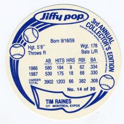1988 Jiffy Pop Discs #14 Tim Raines Back