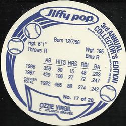 1988 Jiffy Pop Discs #17 Ozzie Virgil Back