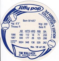 1988 Jiffy Pop Discs #18 Tim Wallach Back