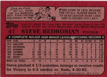 1982 Topps Traded #4T Steve Bedrosian Back