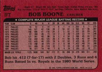 1982 Topps Traded #9T Bob Boone Back