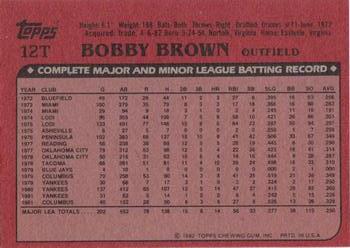 1982 Topps Traded #12T Bobby Brown Back
