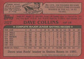 1982 Topps Traded #20T Dave Collins Back