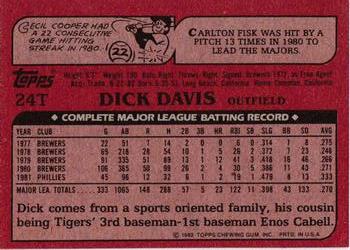 1982 Topps Traded #24T Dick Davis Back