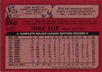 1982 Topps Traded #45T Mike Ivie Back