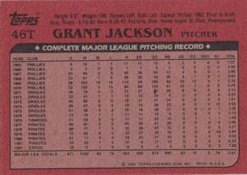 1982 Topps Traded #46T Grant Jackson Back