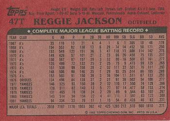 1982 Topps Traded #47T Reggie Jackson Back